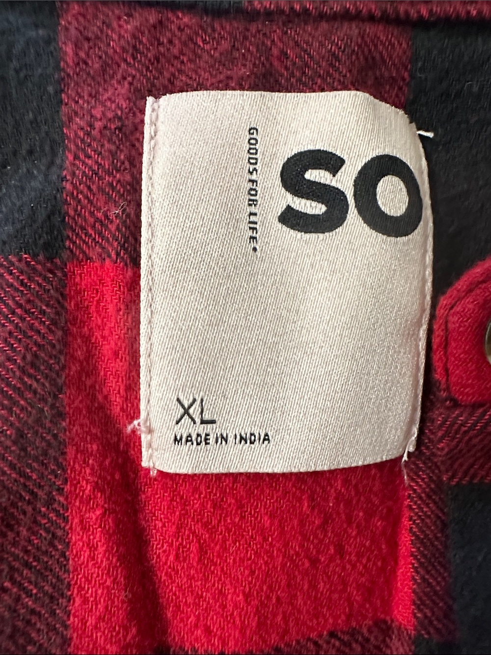 SO Red and Black Plaid Flannel Shirt